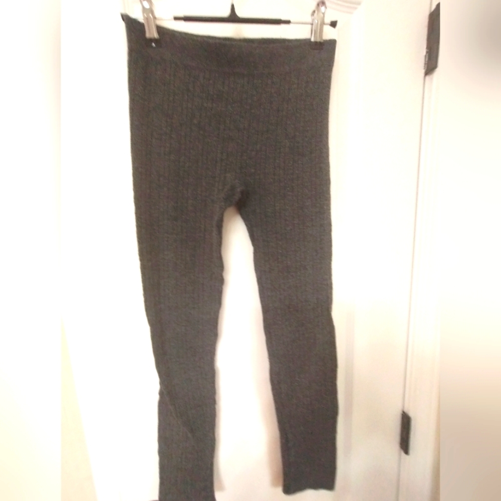 Charcoal Gray Ribbed Knit Seamless Leggings